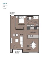 1 Bedroom Plan 1H 110 floor plan